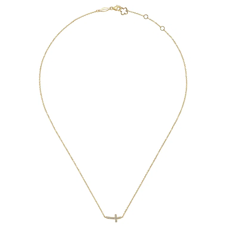 Curved Diamond Cross Chain Necklace