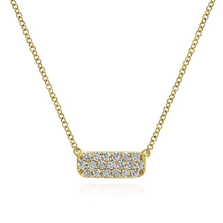 Pave Diamond Rectangle Bar Necklace