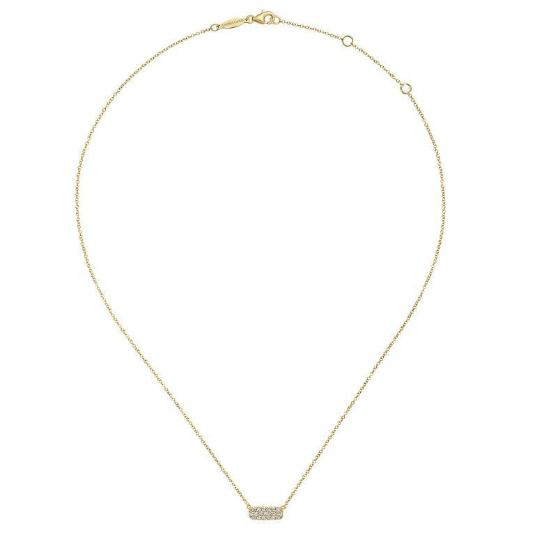 Pave Diamond Rectangle Bar Necklace