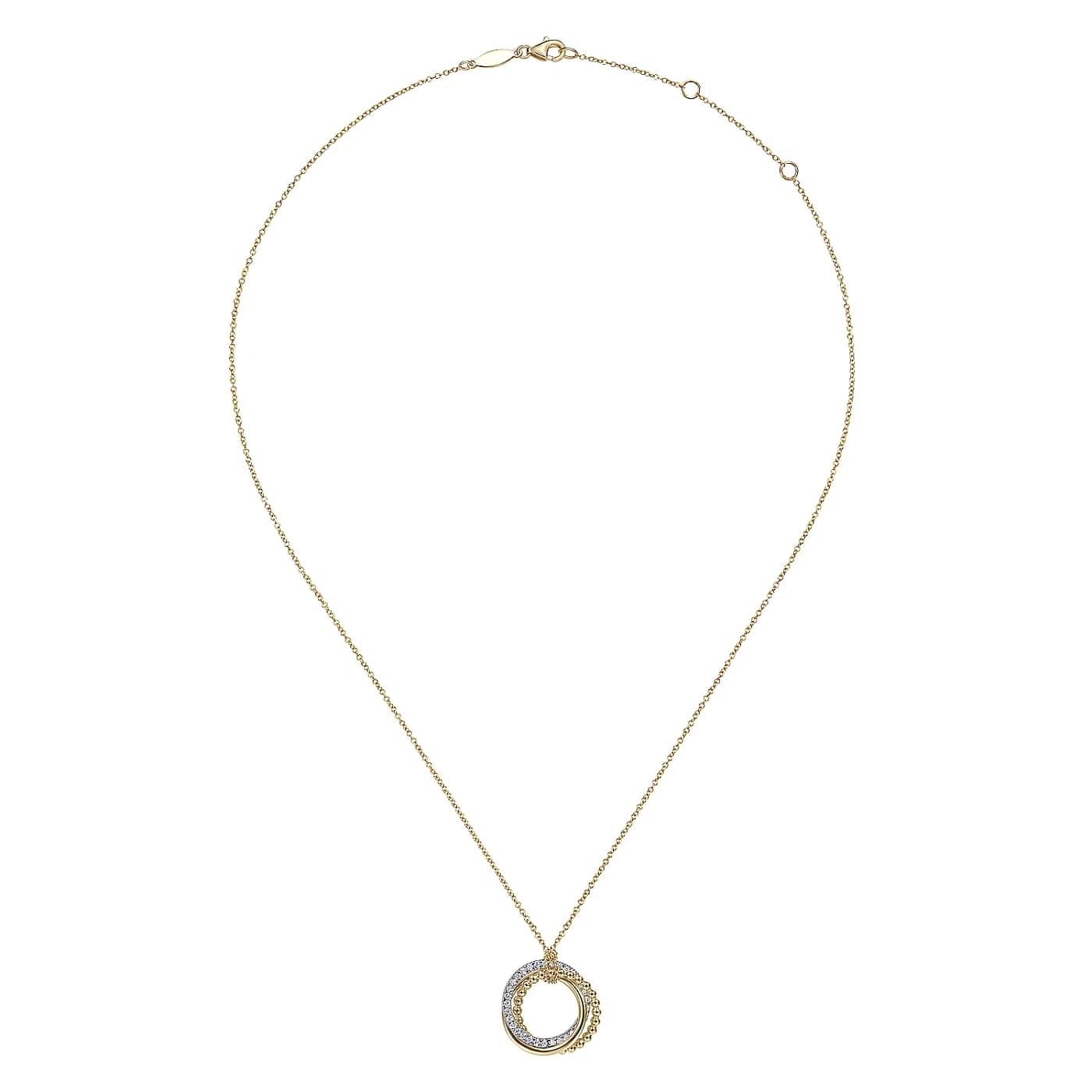 Bujukan Yellow and White Gold Diamond Interlocking Circle Pendant Necklace, 0.25 cttw