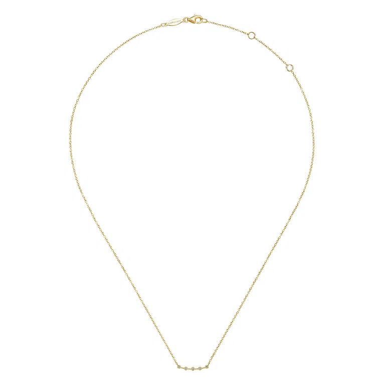 Curved Diamond Bar Necklace in 14k Yellow Gold