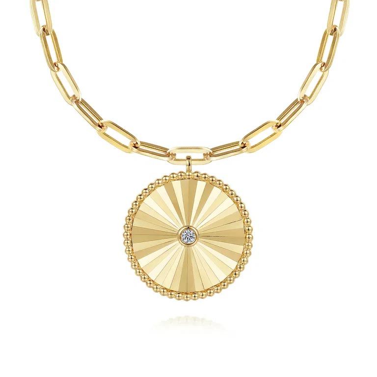 Sunray Design Diamond Disc Pendant with Bujukan Frame