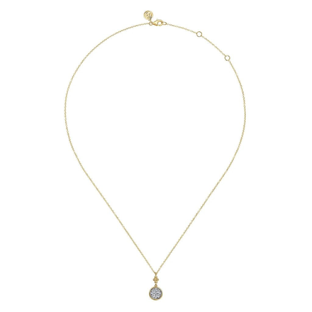 Round Diamond Cluster Pendant with Bujukan Bead Detail
