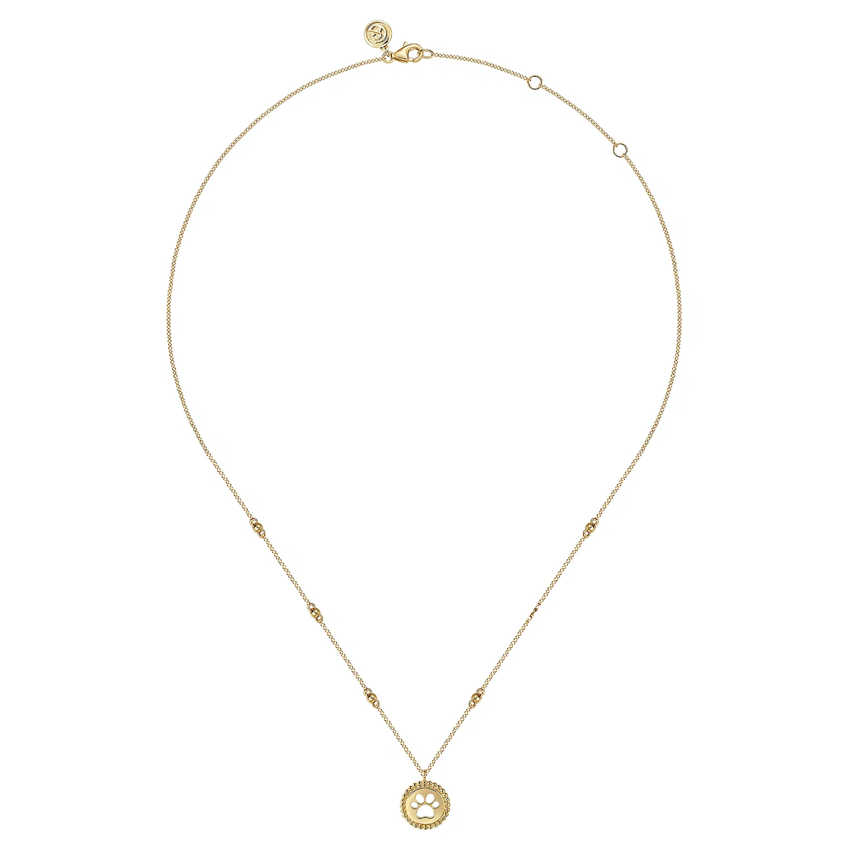 Open Paw Print Pendant on Beaded Chain