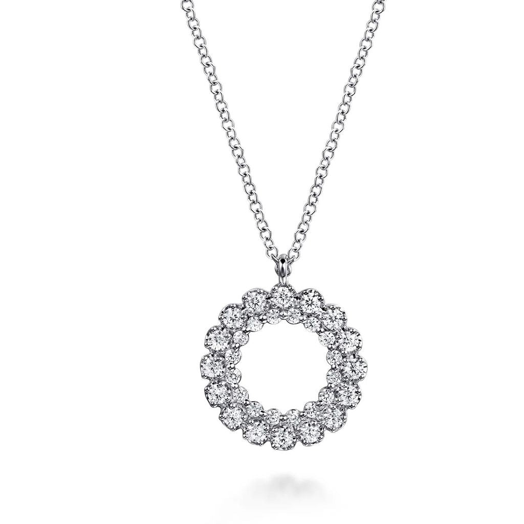 Diamond Double Circle Pendant, 0.49 cttw