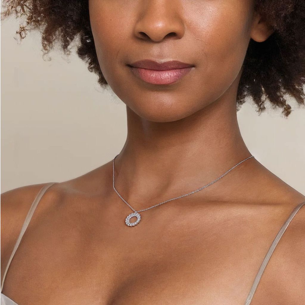 Diamond Double Circle Pendant, 0.49 cttw