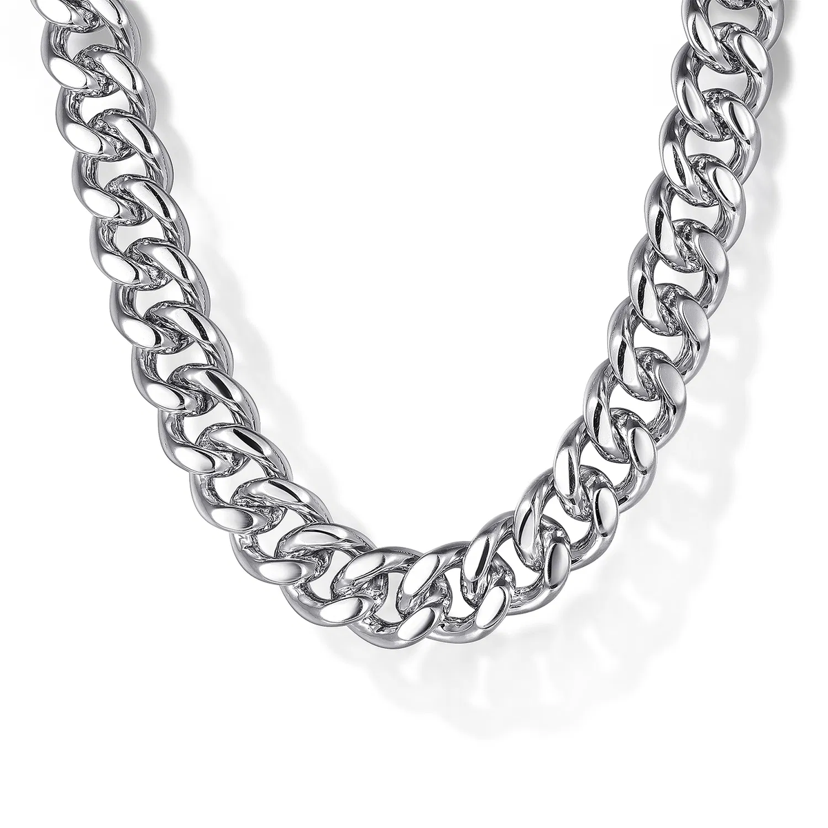 Sterling Silver Solid Cuban Link Necklace, 22"