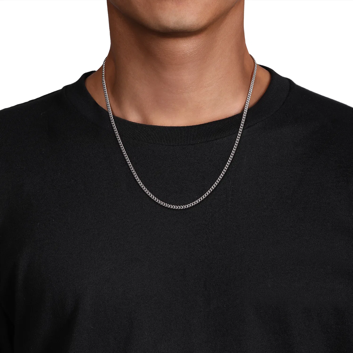 Sterling Silver Solid Link Chain Necklace, 22"
