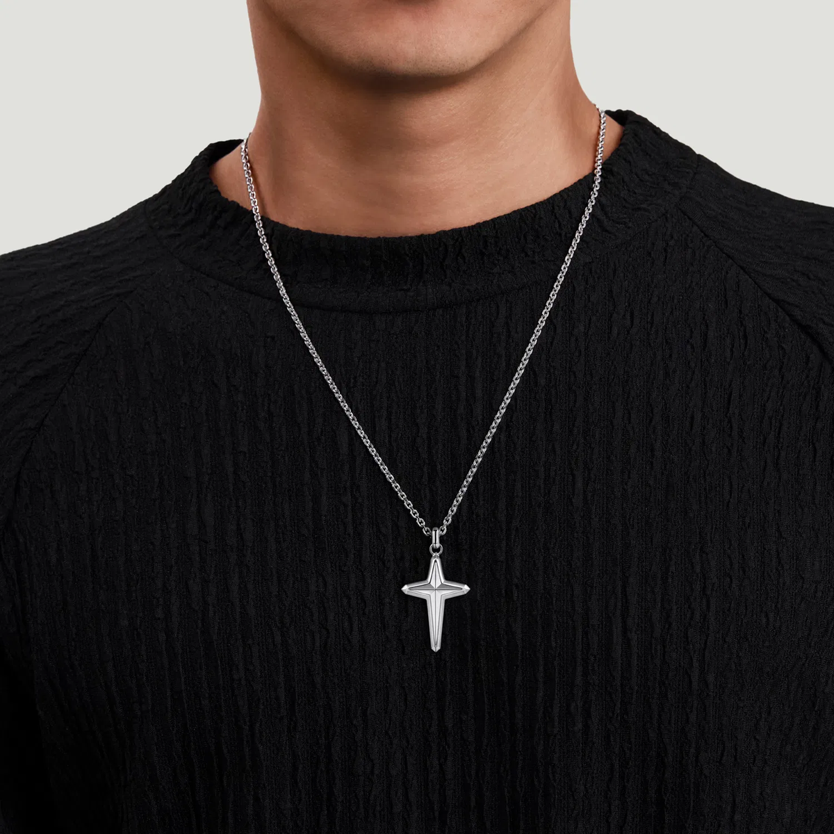 Sterling Silver Cross Pendant Necklace, 22"