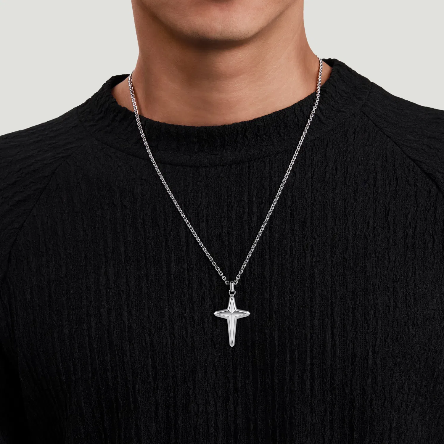 Sterling Silver Cross Pendant Necklace, 22"
