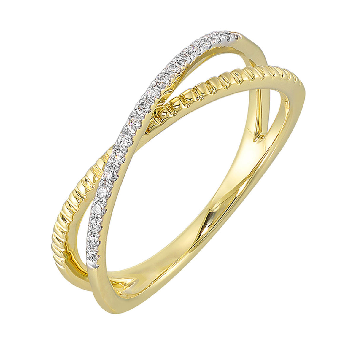 Diamond Crossover Ring in 14k Gold