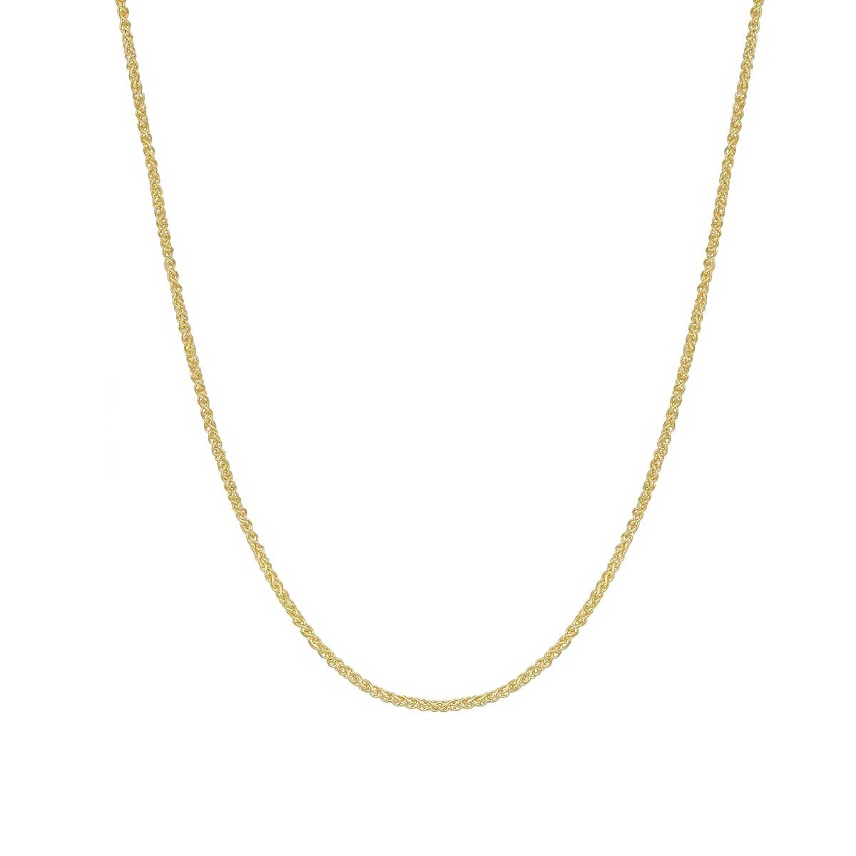 Thin Wheat Chain 18” Yellow Gold Necklace with Lobster Clasp
