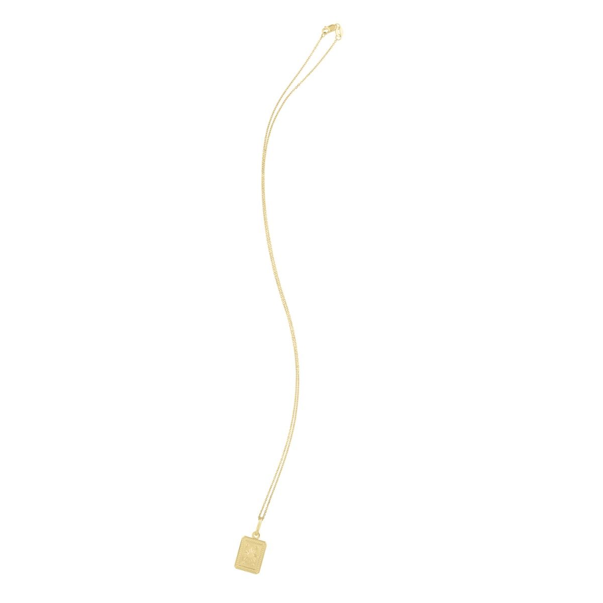 14K Yellow Gold Polished Rectangle Sun & Stars Pendant