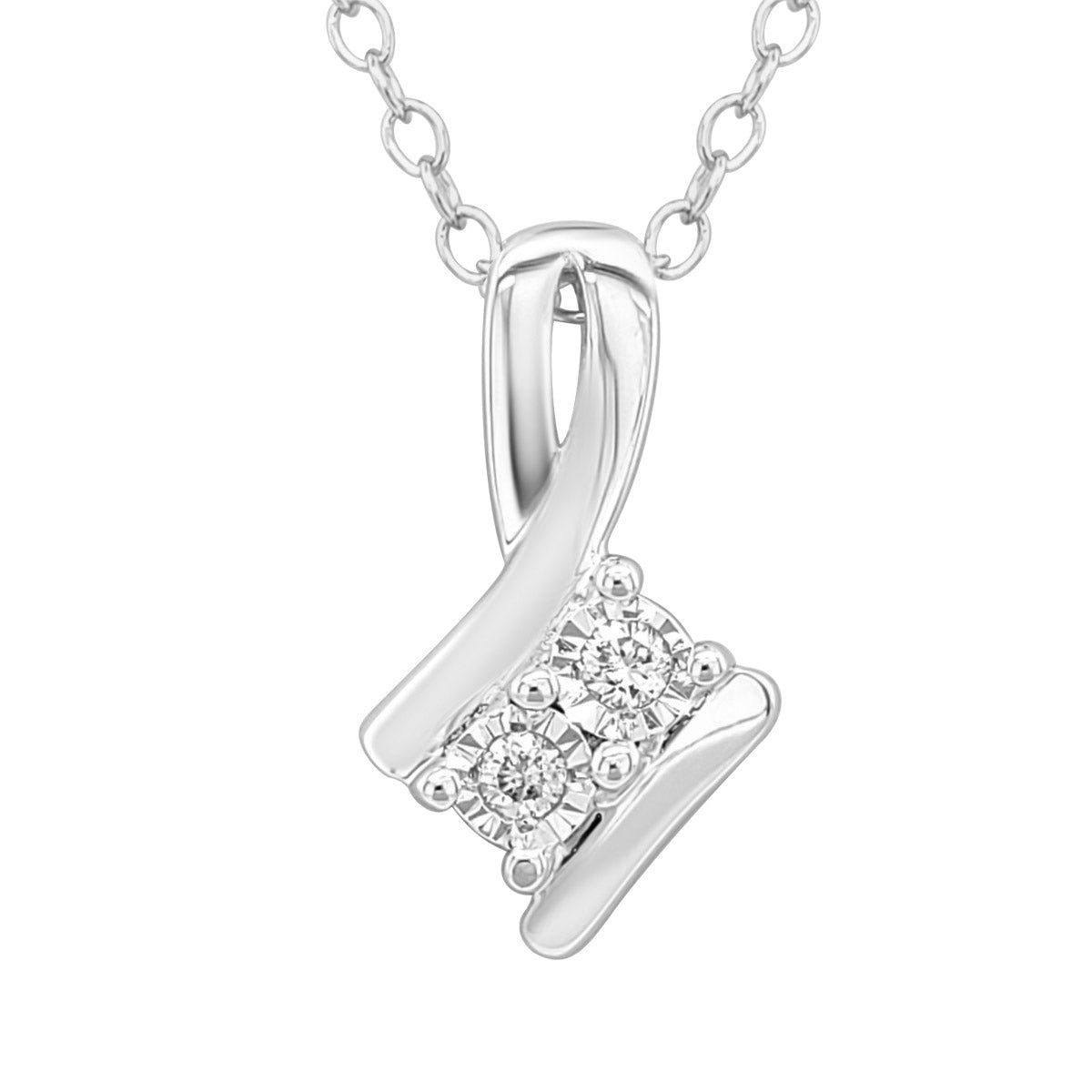 Two Stone Diamond Pendant in Sterling Silver
