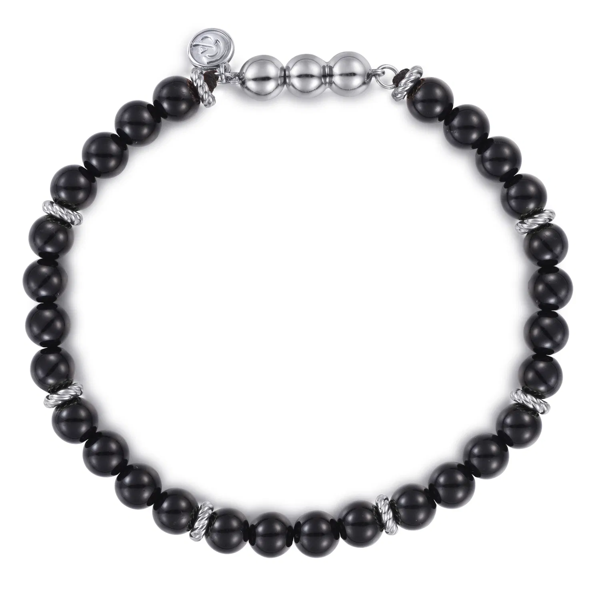 Sterling Silver Black Onyx Beaded Bracelet