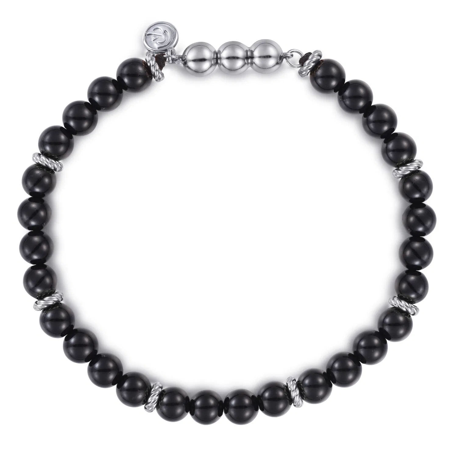 Sterling Silver Black Onyx Beaded Bracelet