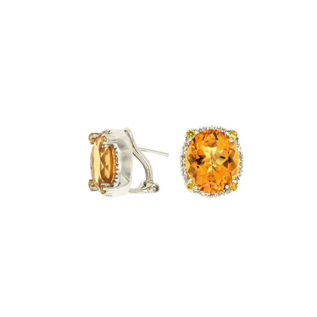 Citrine, Yellow Sapphire and Diamond Halo Earrings
