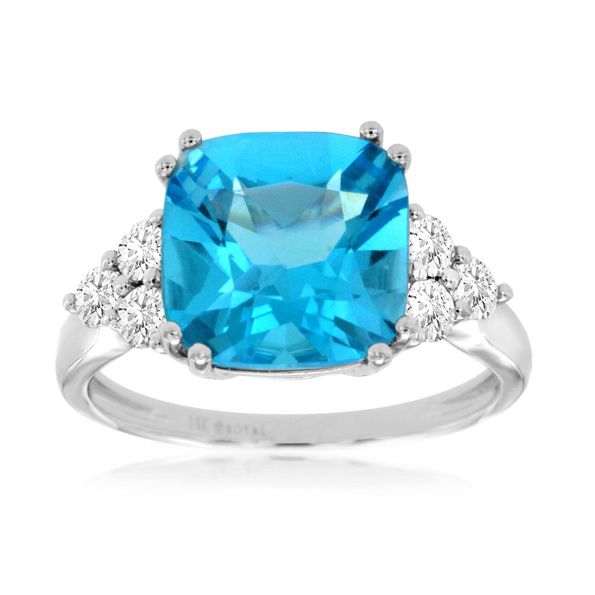 Swiss Blue Topaz and Diamond Ring