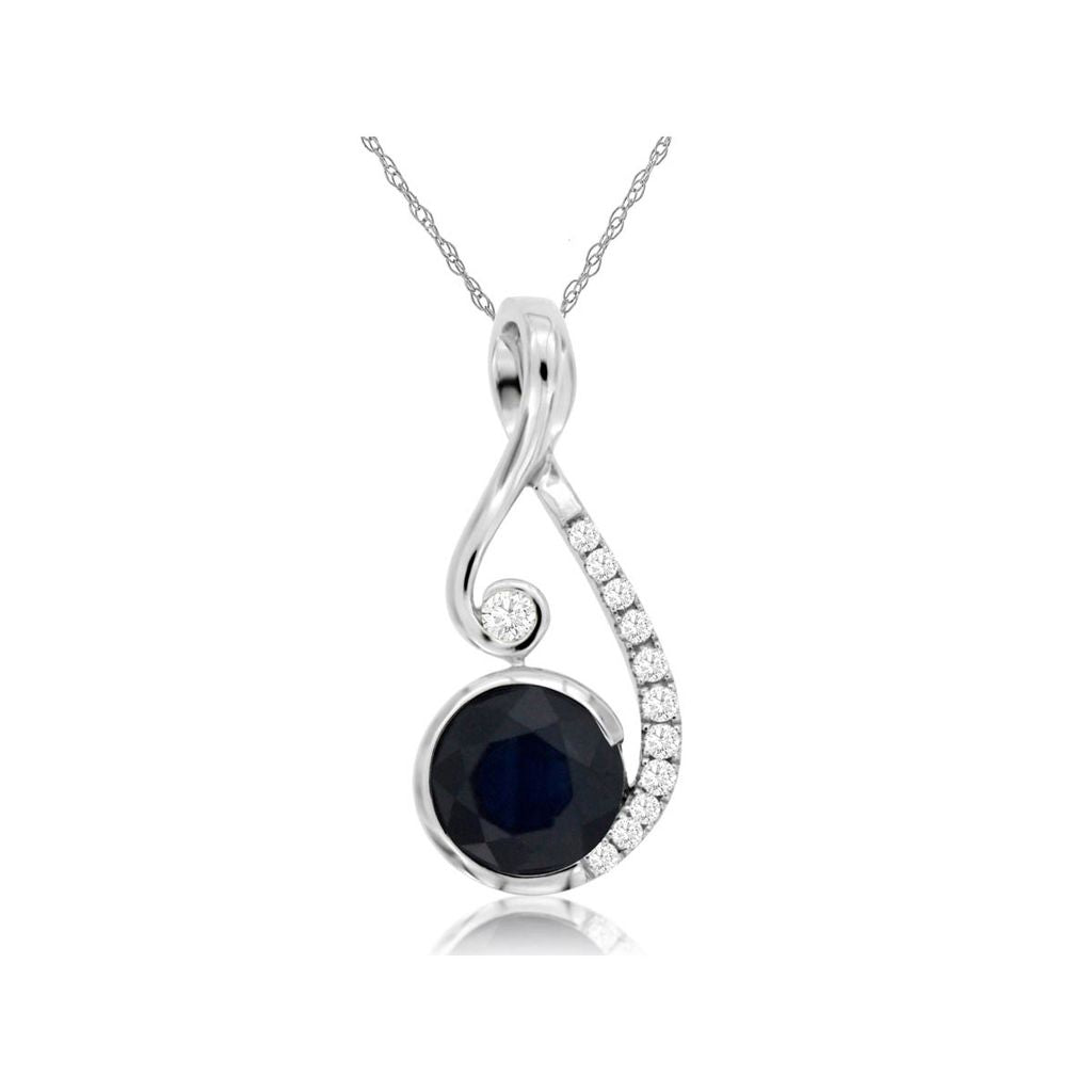 Sapphire and Diamond Swirl Pendant