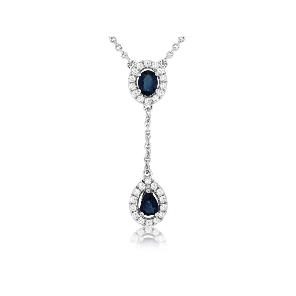Natural Blue sapphire and Diamond Dangle Pendant