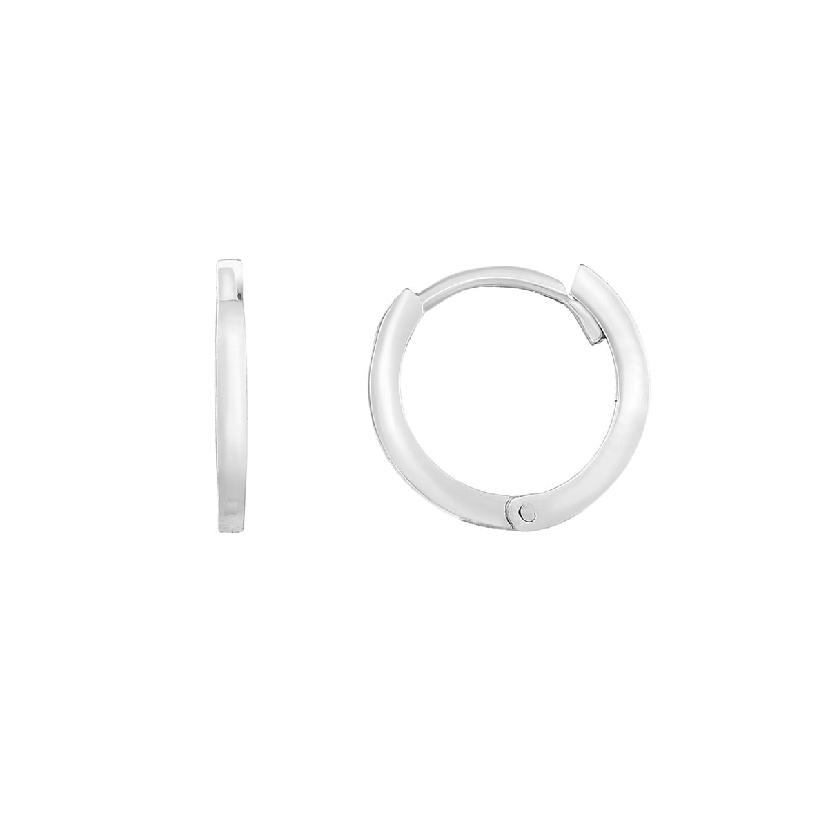 Square Tube 8mm Huggie Hoop Earrings in White Gold