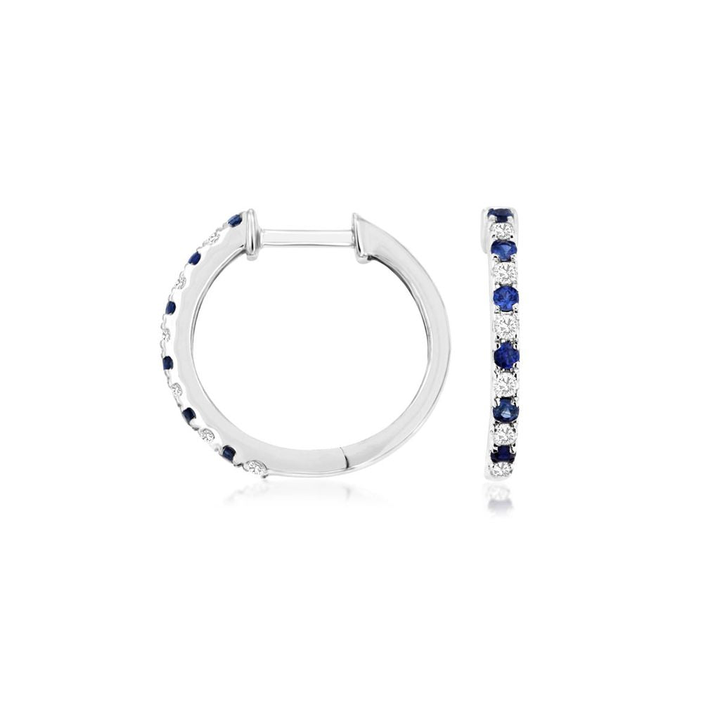 Sapphire and Diamond Huggie Hoop Earrings