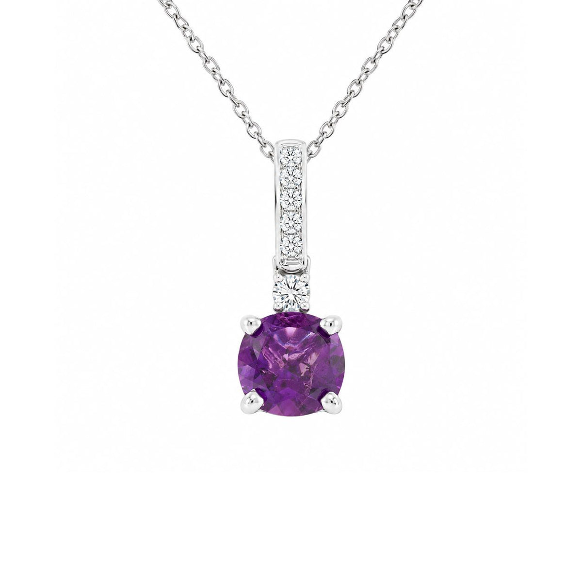 Amethyst and Diamond Drop Pendant