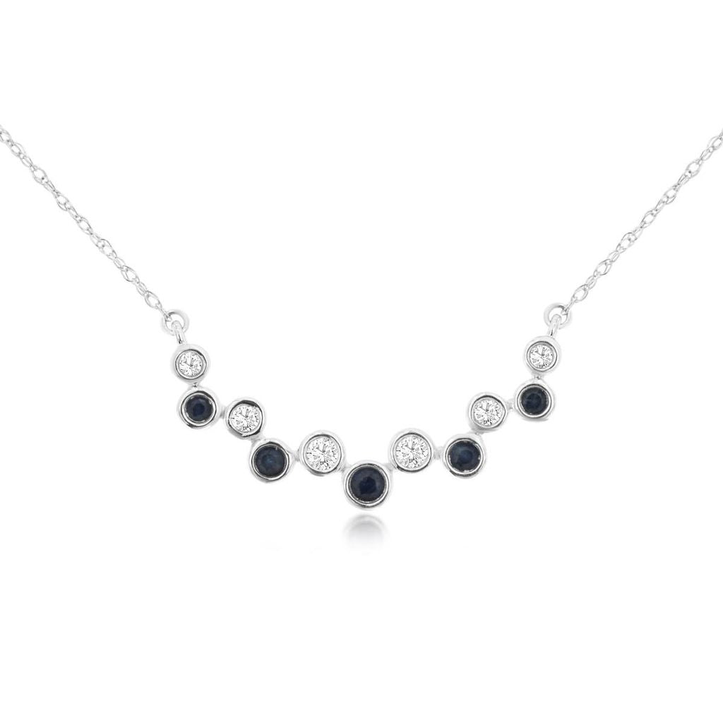Sapphire and Diamond Bezel Necklace