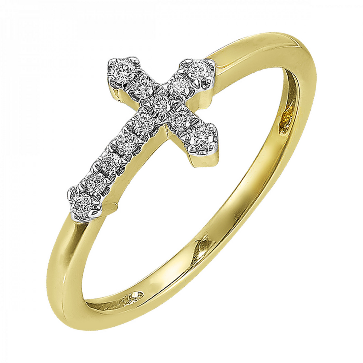 Horizontal Diamond Cross Ring in 14k White Gold