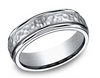 Titanium Satin Hammered 7mm Wedding Ring Band with Rounded Edges