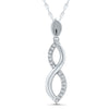 White Gold Diamond Curved Infinity Pendant Necklace, 0.05 cttw