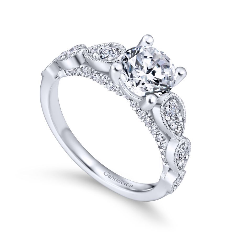 Garland Engagement Ring Setting in White Gold