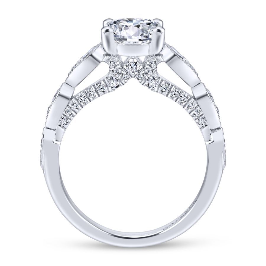 Garland Engagement Ring Setting in White Gold