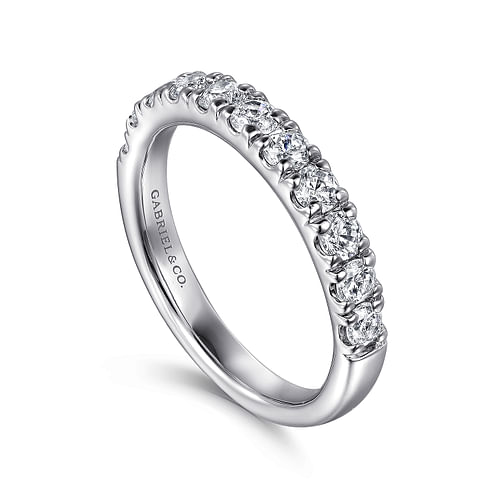 French Pave Diamond Portofino Anniversary Band in White Gold, 0.77 cttw