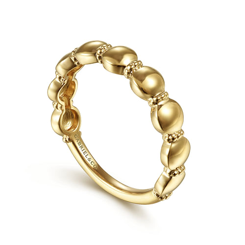 Round Station Set Bujukan Bead Stackable Ring Band in Yellow Gold