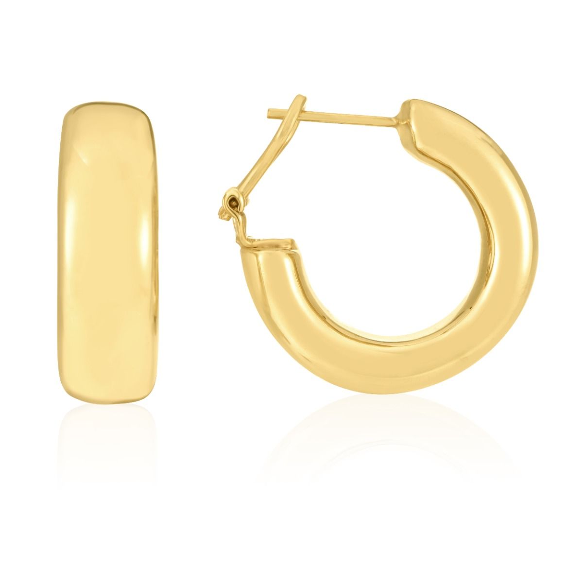 C-Hoop Round Earrings in 14k Yellow Gold