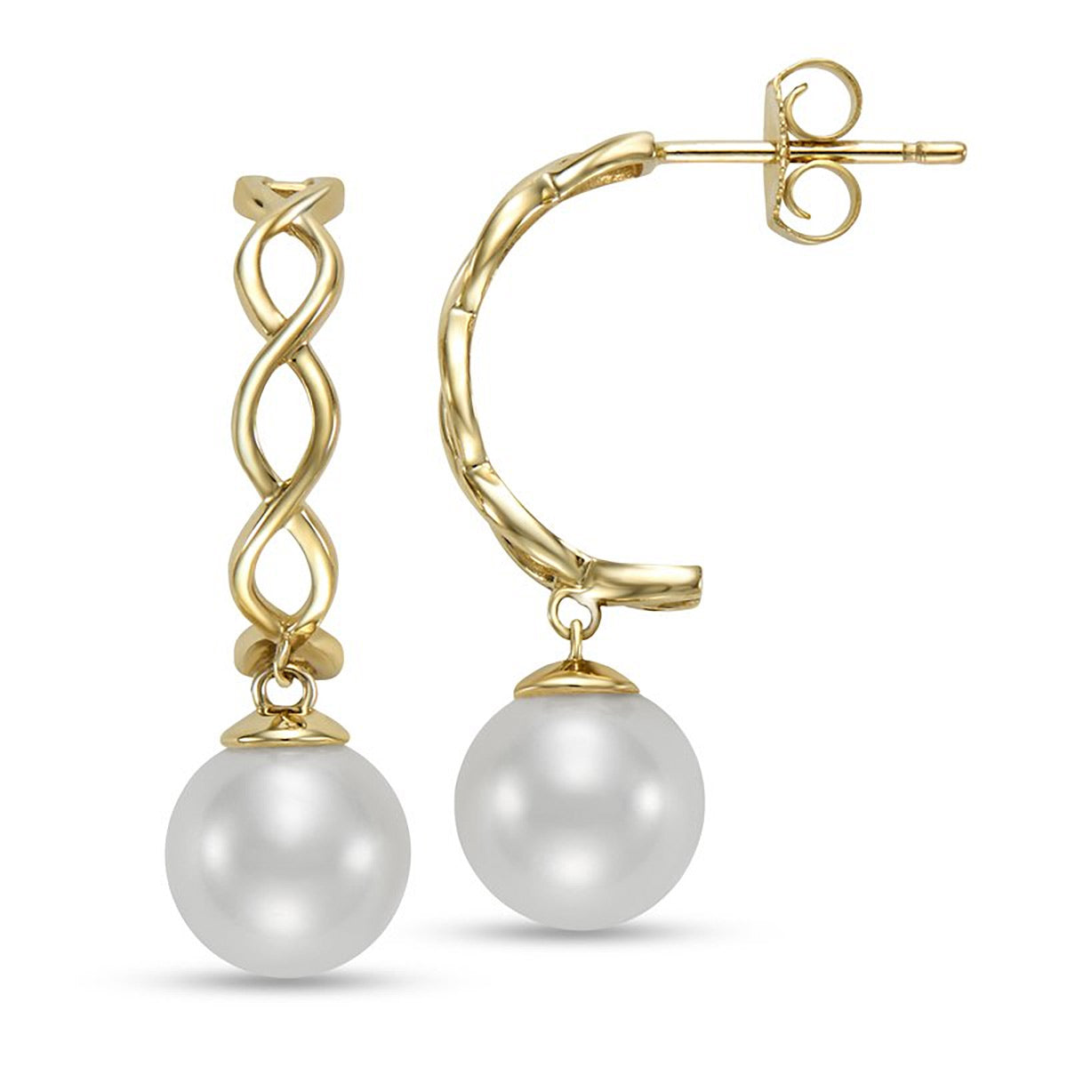 Pearl Drop Half-Hoop Earrings