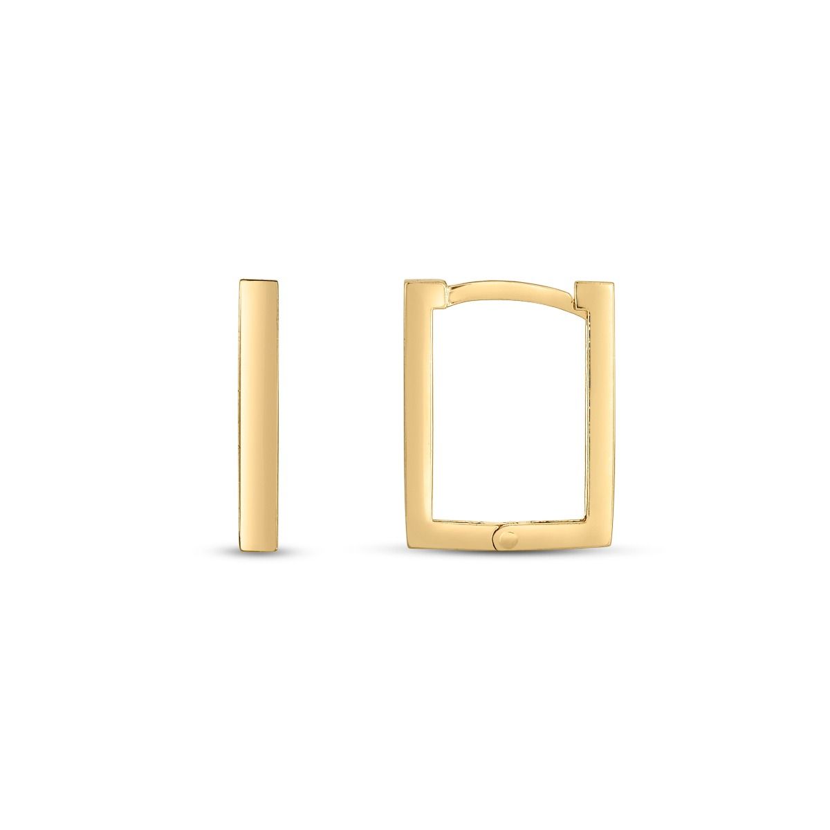 Rectangular Huggie Hoop Earrings in 14k Yellow Gold