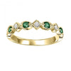 Emerald and Diamond Stackable Ring in 10k Yellow Gold