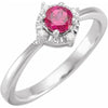 Lab Created Ruby Ring with Diamonds