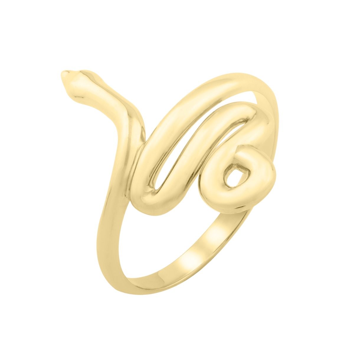 Serpentine Snake Ring in 14k Yellow Gold