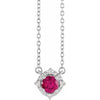 Lab Created Ruby Necklace with Diamond Halo