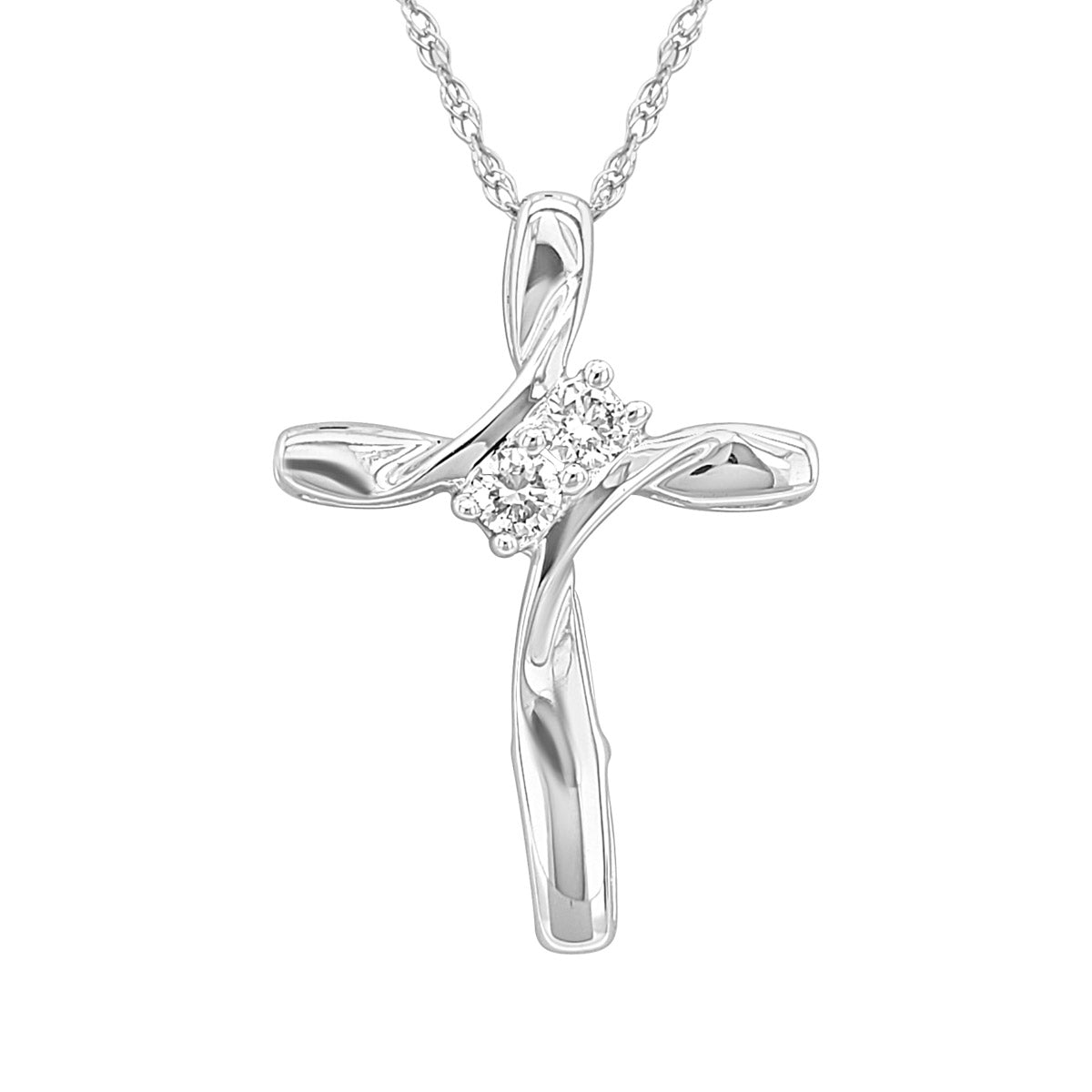 Cross Pendant with Diamonds in White Gold