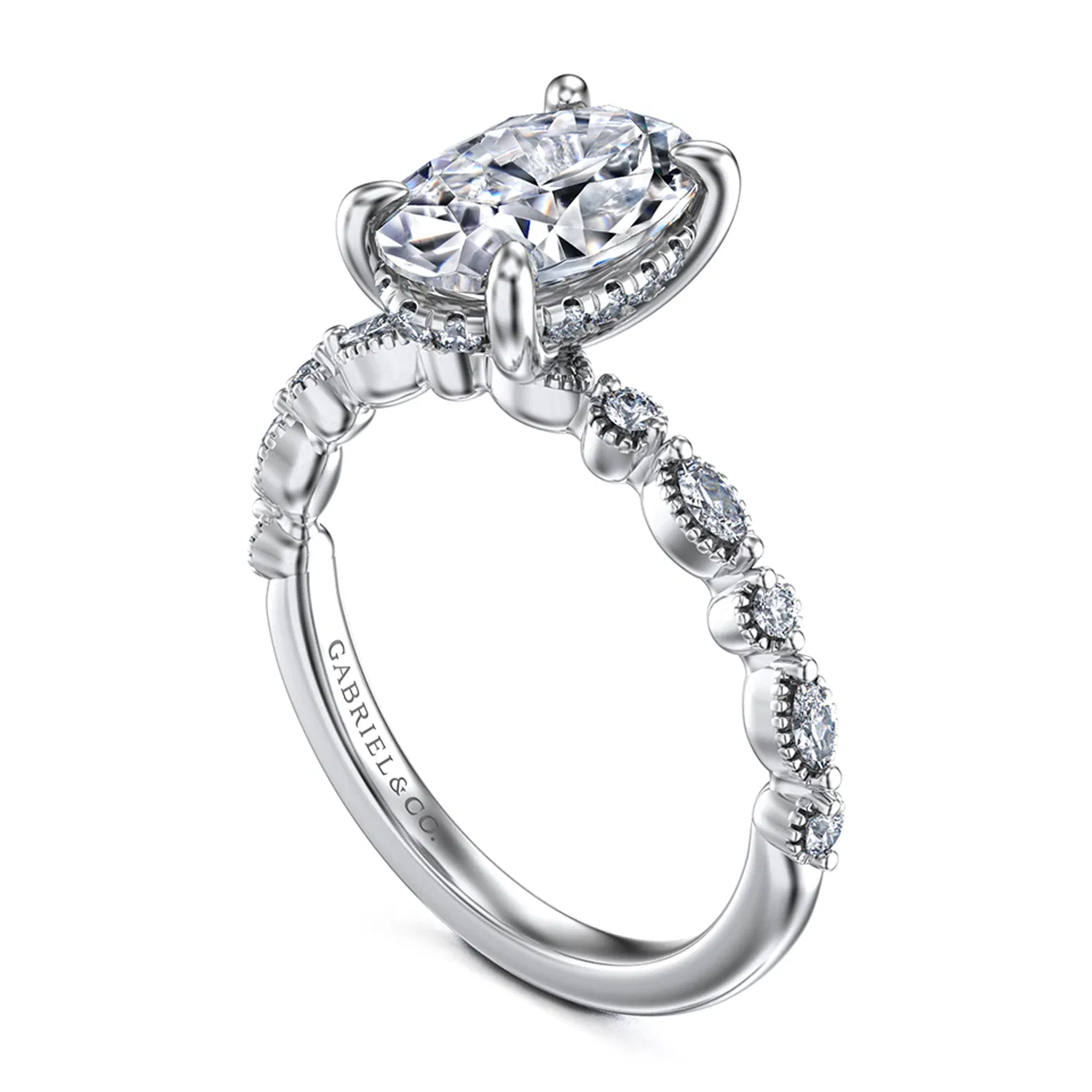 Victorian-Inspired Hidden Halo Diamond Engagement Ring Setting