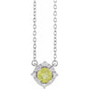 Peridot Necklace with Diamond Halo