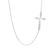 Sideways Cross Oval Cable Link Chain Necklace in White Gold