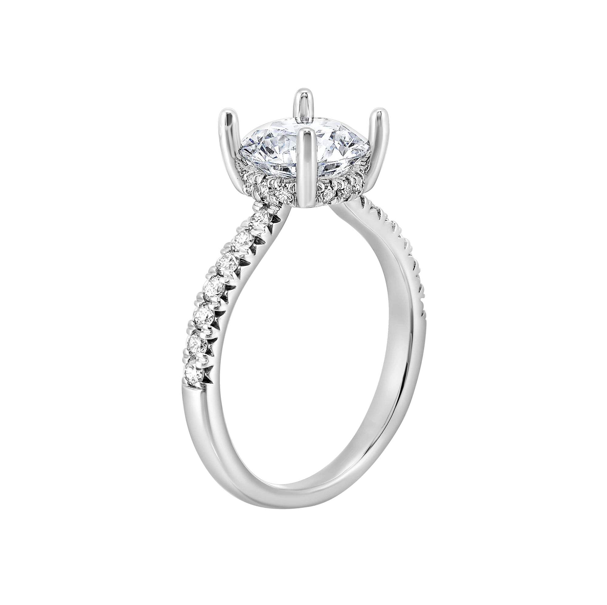 Round Brilliant Cut Hidden Halo Lab-Created Diamond Pave Engagement Ring in White Gold, 2.38 cttw