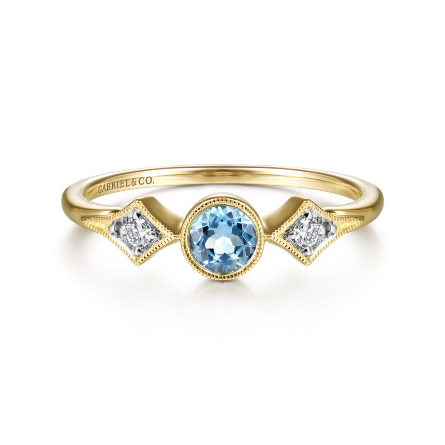 Swiss Blue Topaz and Diamond Ring