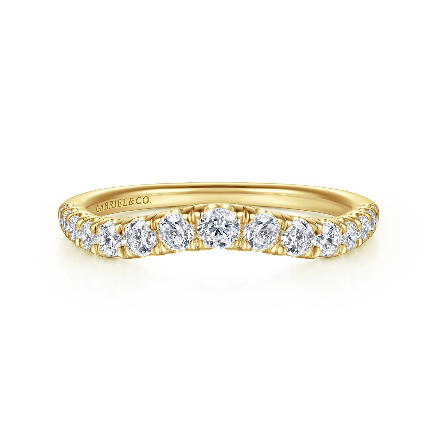 Curved Diamond Anniversary Band in 14k Yellow gold
