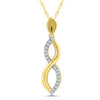 Yellow Gold Diamond Curved Infinity Pendant Necklace, 0.05 cttw